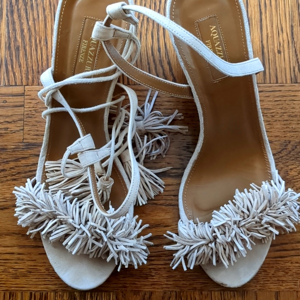 Aquazzura wedge fringe heels